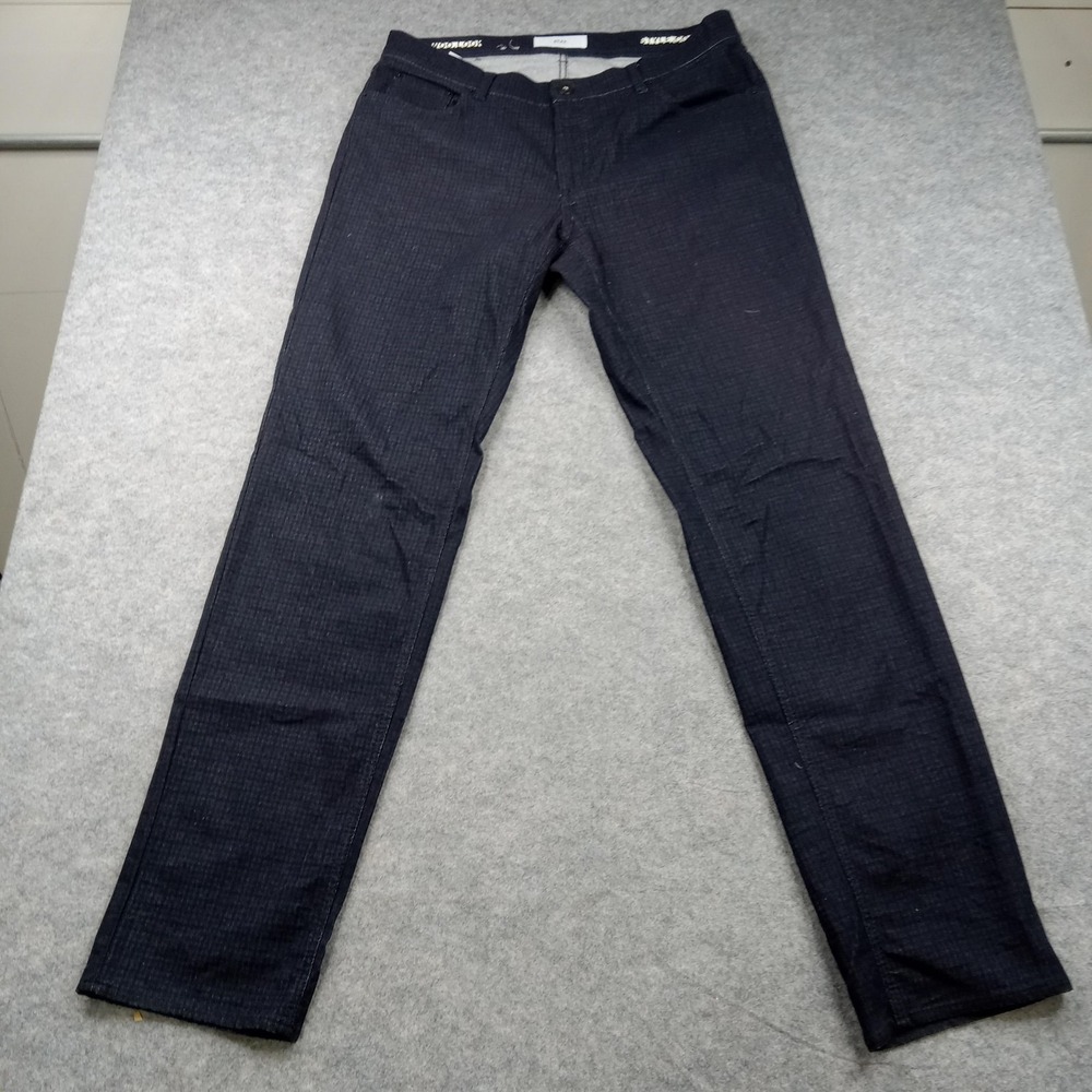 Brax Pants Mens 40x32 Blue Cooper Micro Check‎ Cotton Blend Textured Five Pocket